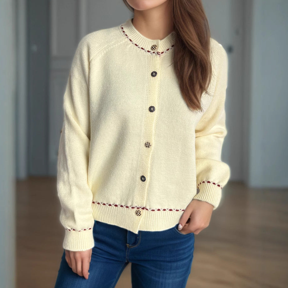 Damen Strickjacke Dekorative Knöpfe Eveloria