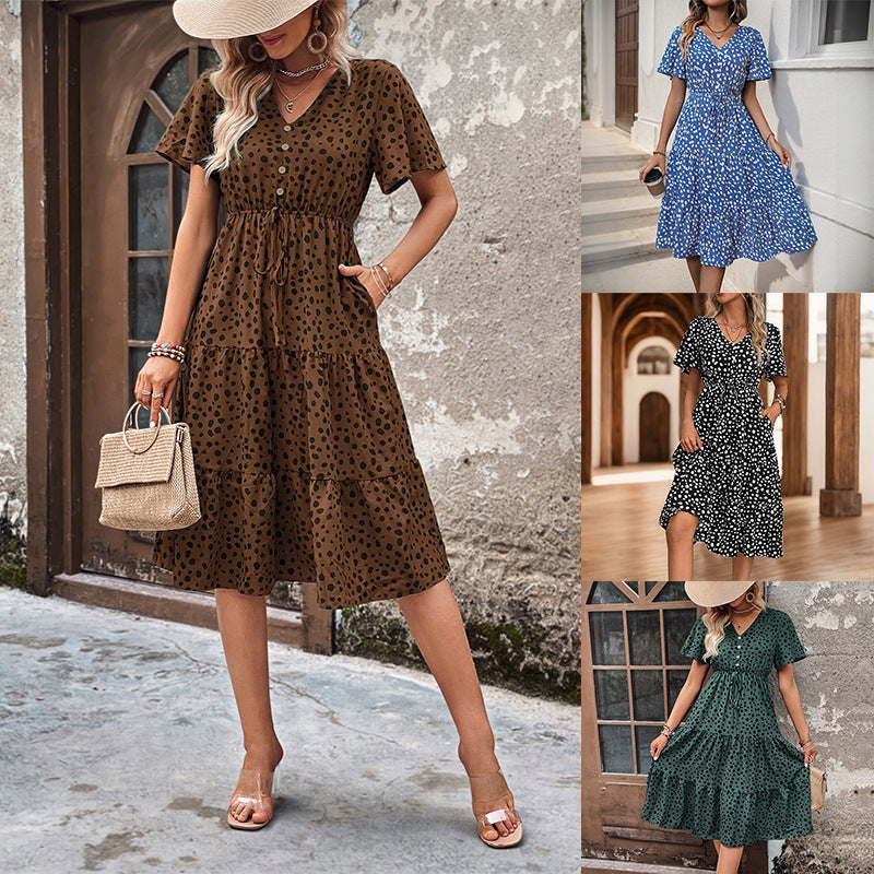 Damen Midi-Kleid Voluminöser Rock Eleganter Bindegürtel Eveloria - Eveloria