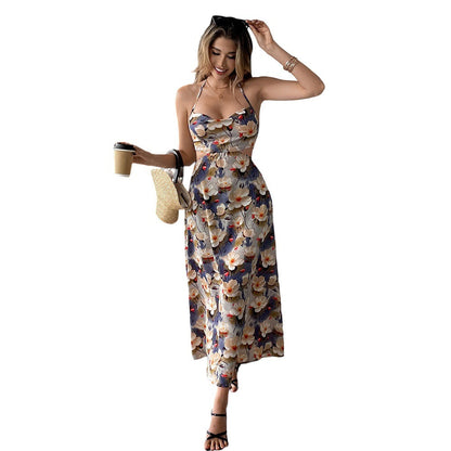 Damen Maxikleid Trägerlos Floralmuster Eveloria