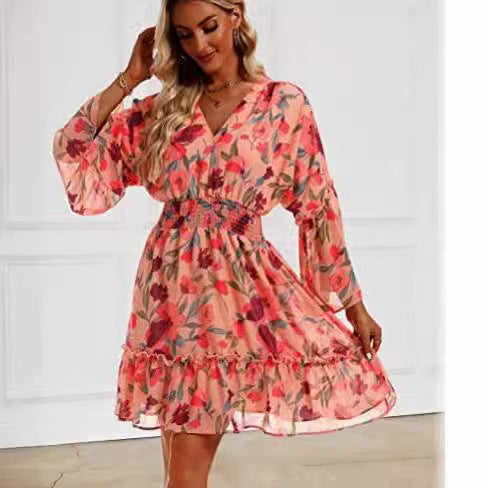 Damen Freizeitkleid Floralmuster Leicht - Eveloria