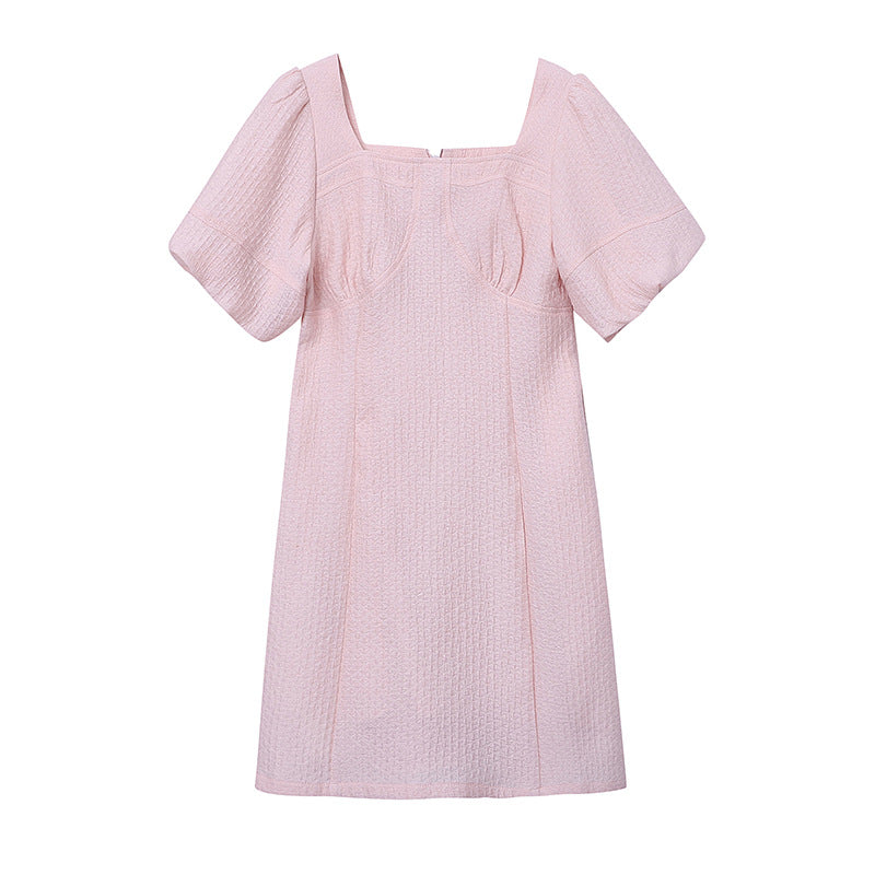 Damen Mini-Kleid Puffärmel Strukturiert Eveloria