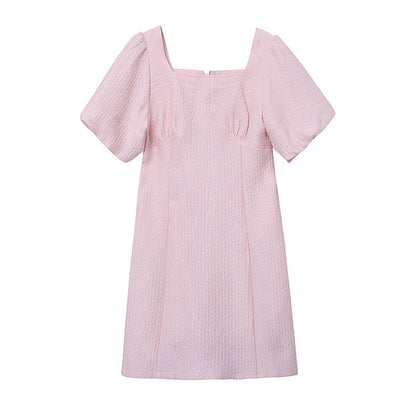 Damen Mini-Kleid Puffärmel Strukturiert Eveloria