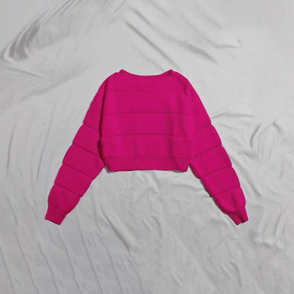 Damen Crop-Pullover Weich Strukturiertes Design Grau Eveloria