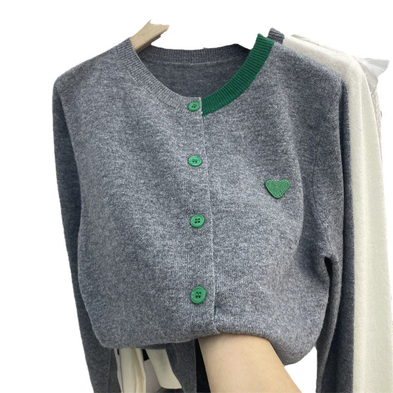 Damen Cardigan Weiches Strickmaterial Farbige Knöpfe