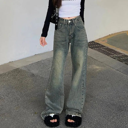 Damen High-Waist Denim-Jeans Weit Eveloria