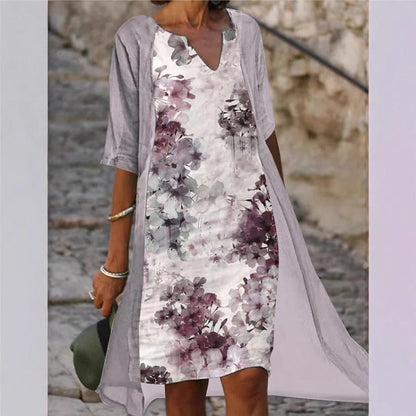 Damen Freizeitkleid Florales Muster V-Ausschnitt Eveloria