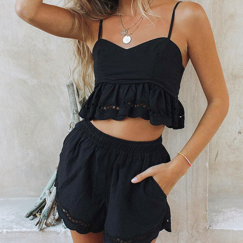 Damen Crop- und Shorts Set Eveloria