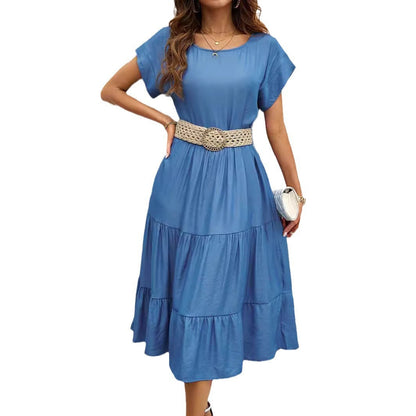 Damen Midi-Kleid Fließend Voluminöser Rock Eveloria