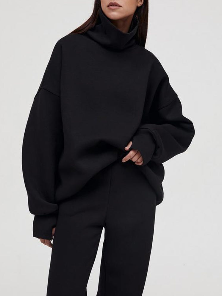Damen Rollkragenpullover Oversized Kuschelfleece Grau
