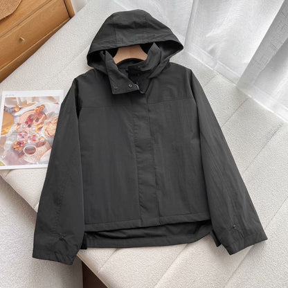 Damen Leichte Übergangsjacke Kapuze Reißverschluss Eveloria