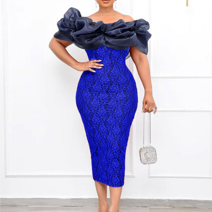 Damen Cocktailkleid Puffärmel Floralmuster Eveloria - Eveloria