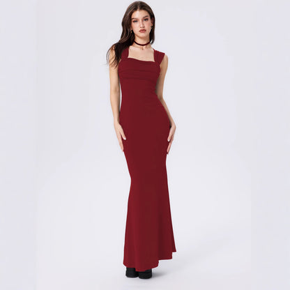 Damen Maxikleid Figurbetont Gerafftes Oberteil