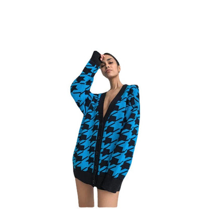 Damen Strickjacke Hahnentrittmuster Eveloria