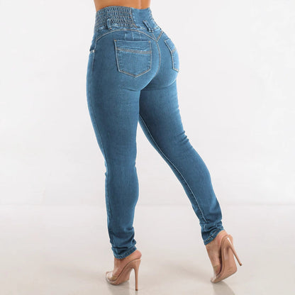 Damen Skinny Jeans Hochtaillierte Elastisch Eveloria