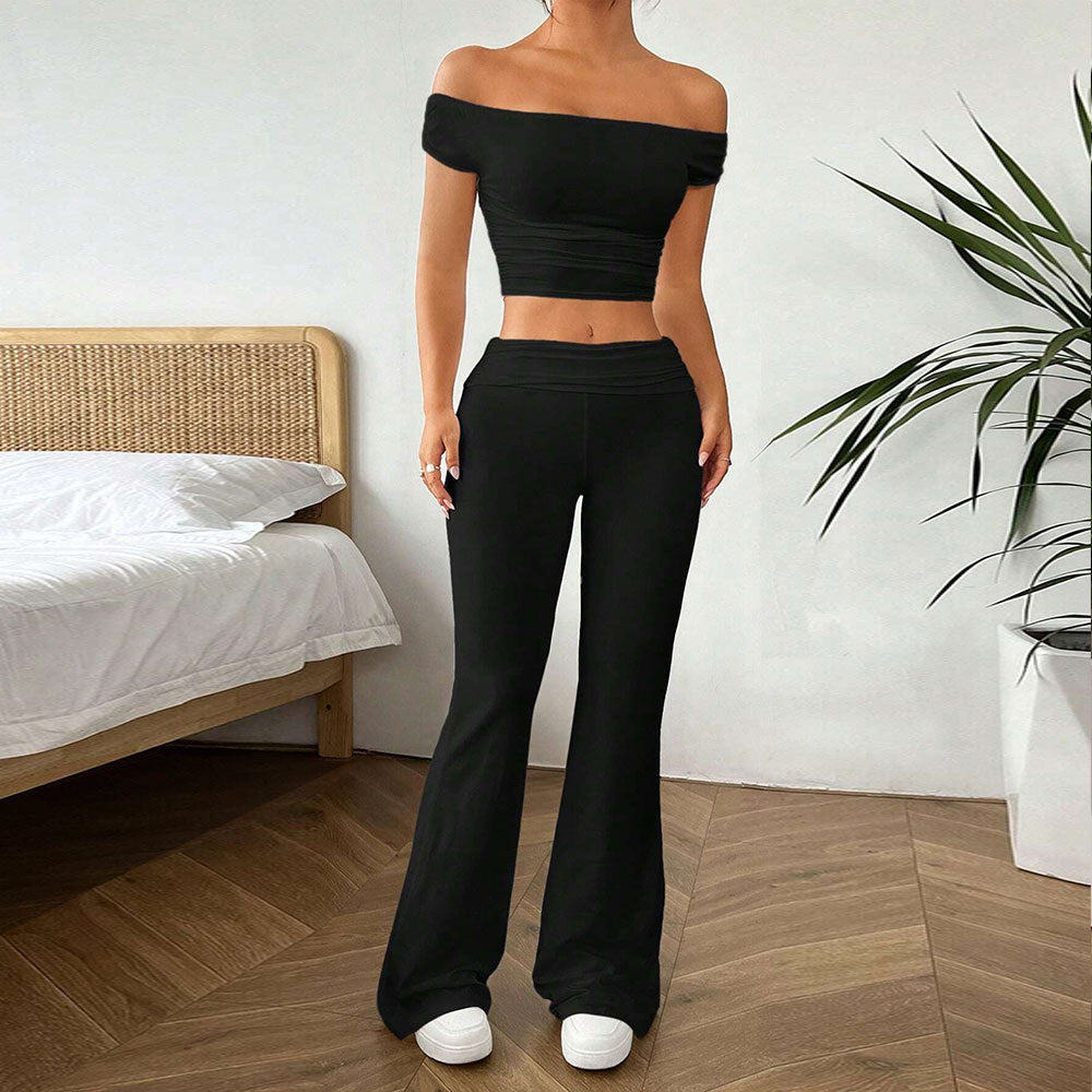 Damen Crop- und High-Waist-Hosen Set Eveloria