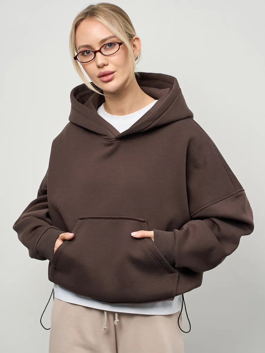 Damen Oversized Kapuzenpullover Lässiger Schnitt Mit Taschen Beige
