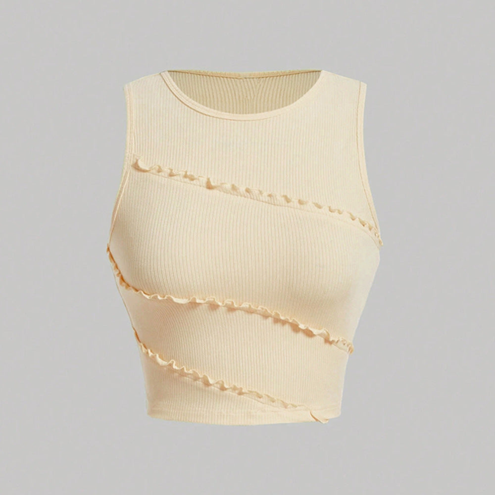 Damen Cropped Rüschendetails Modisch Rosa - Eveloria