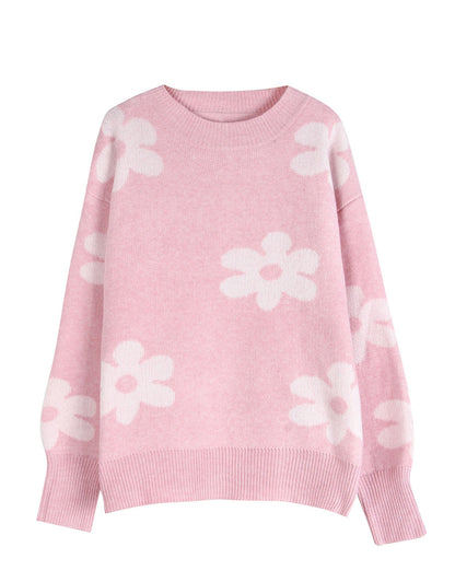 Damen Pullover Florales Design Lässiger Schnitt