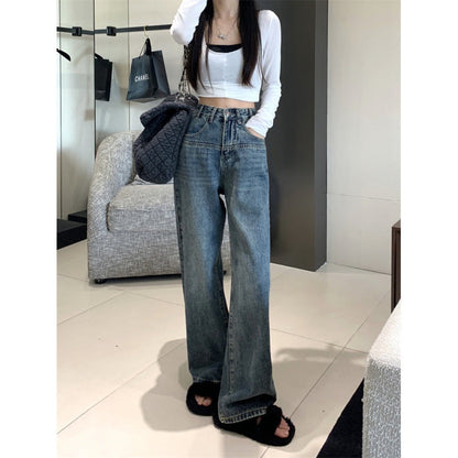 Damen Vintage Jeans Weit Geschnitten Eveloria
