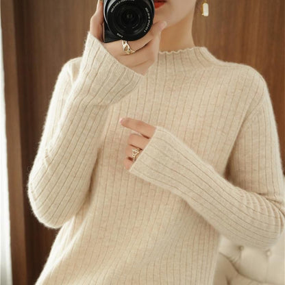 Damen Rollkragenpullover Eveloria Elegantes Merino-Woll-Mischgewebe