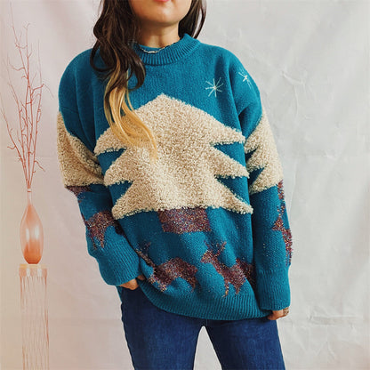 Damen Winterpullover Kuscheliger Pullover mit Weihnachtsdesign