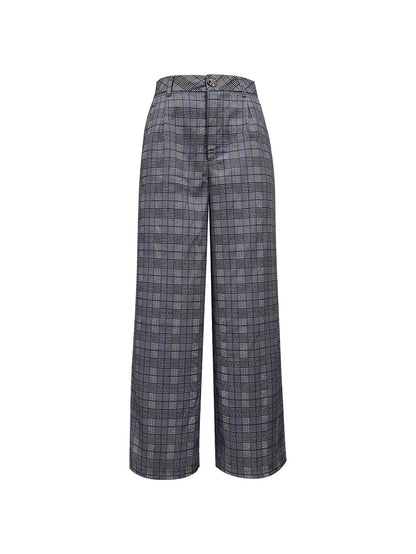 Damen Karierte Weite Hose Eveloria