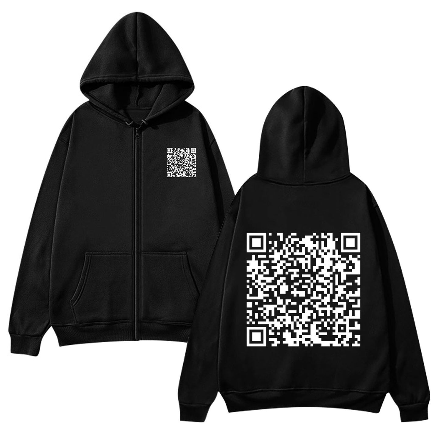 Damen Kapuzenjacke Weiches Fleece QR-Code-Design Eveloria