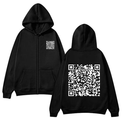Damen Kapuzenjacke Weiches Fleece QR-Code-Design Eveloria