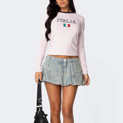 Damen Langarmshirt Italienisches Design Modern Eveloria - Eveloria