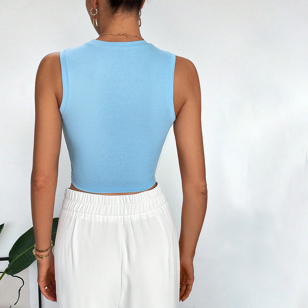 Damen Cropped Tanktop mit Knoten-Design