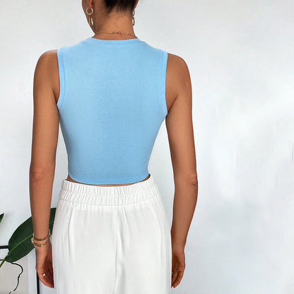 Damen Cropped Tanktop mit Knoten-Design