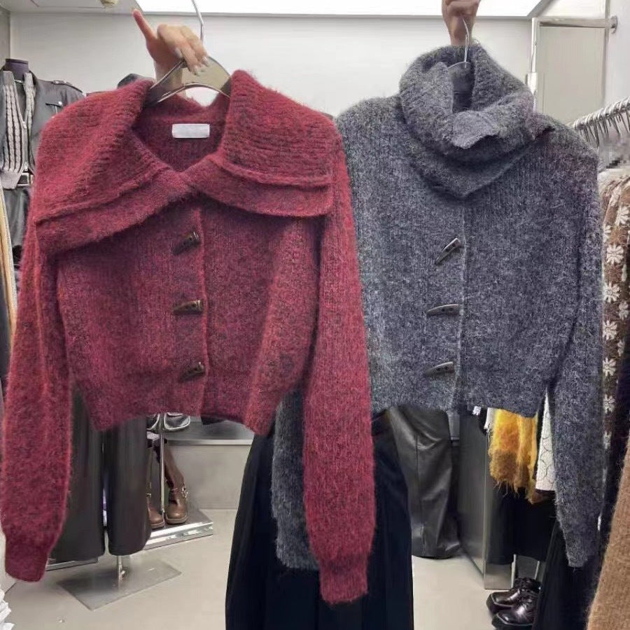 Damen Strickjacke mit Kragen und Drehverschluss Eveloria
