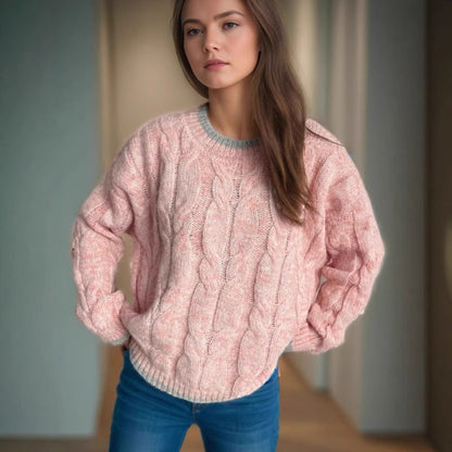 Damen Grobstrickpullover Lässig Struktur Look