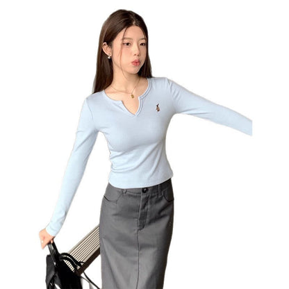 Damen Cropped Langarmshirt aus Baumwolle Eveloria