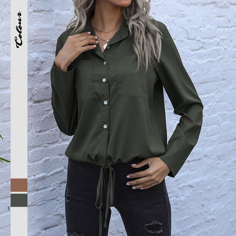 Damen Bluse Verkürzte Vorderseite Knopfdetail Weiße Bluse - Eveloria
