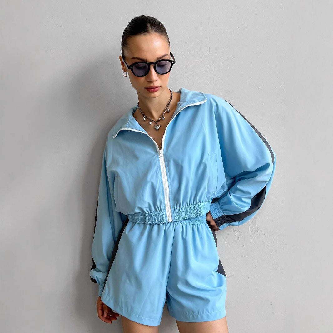 Damen Sportset Reißverschluss Elastisch Eveloria