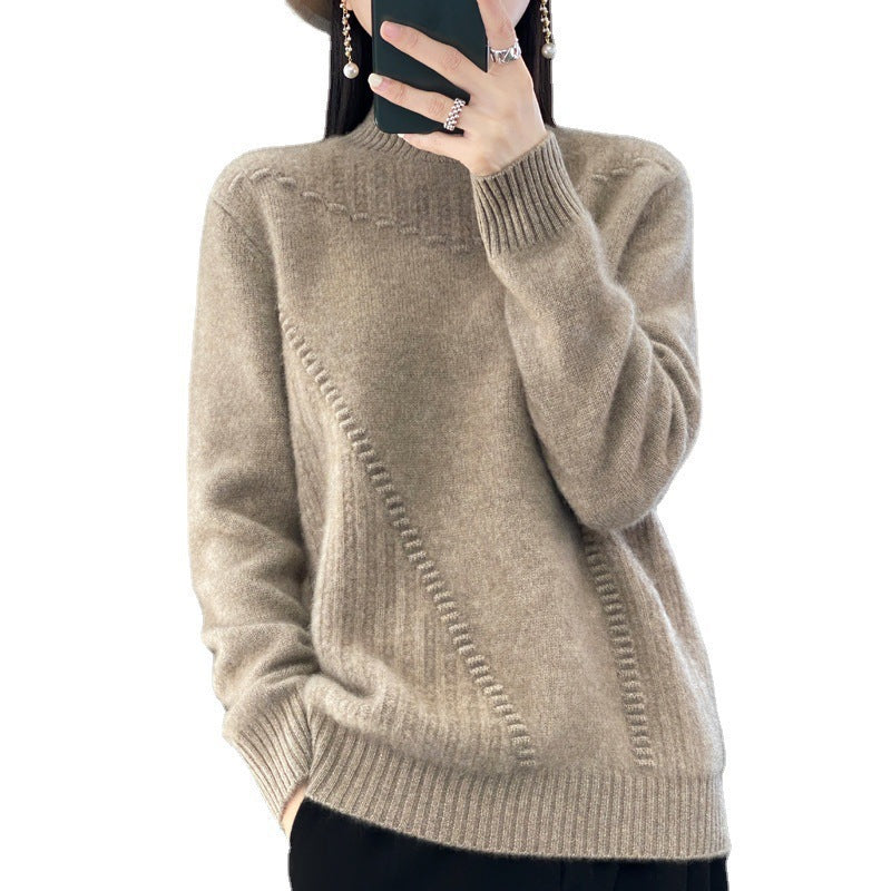 Damen Strickpullover Strukturiert Asymmetrisch Eveloria