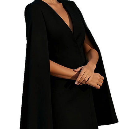 Damen Überwurfkleid mit Kapuze Doppelknopfleiste Eveloria