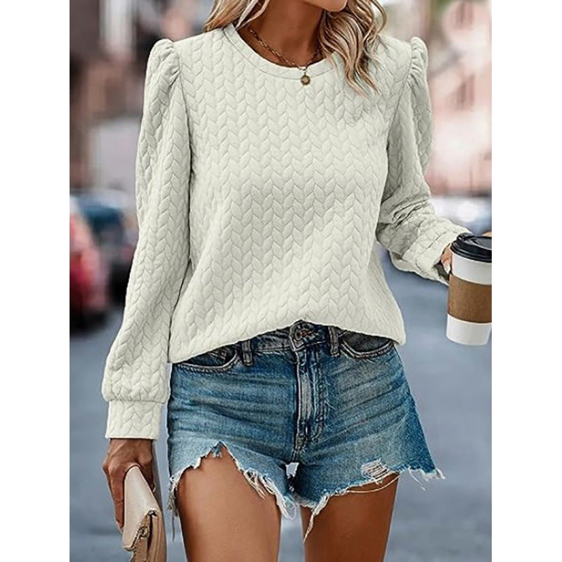 Damen Pullover Weiches Strukturdesign Puffärmel - Eveloria
