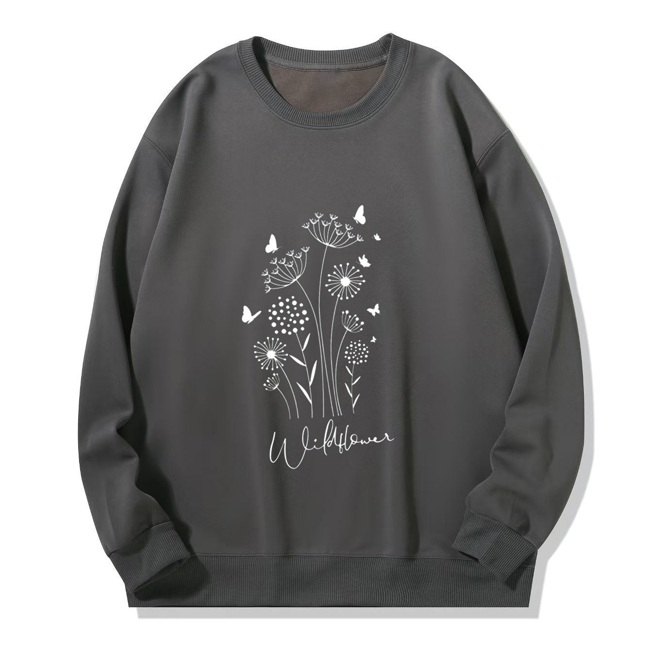 Damen Sweatshirt Floralmuster Kuscheliges Innenfutter