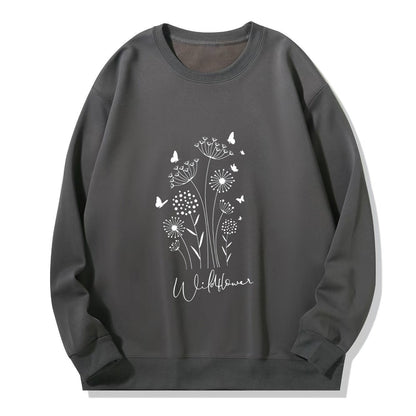 Damen Sweatshirt Floralmuster Kuscheliges Innenfutter