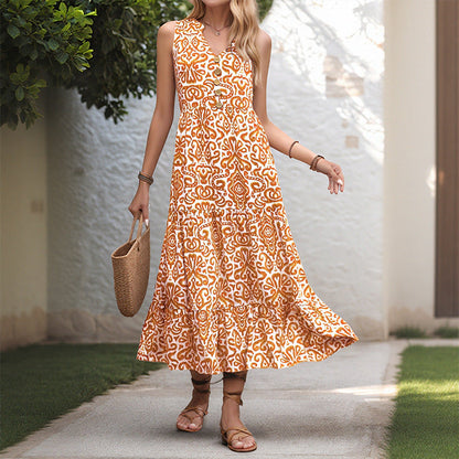 Damen Maxikleid Floralmuster Knöpfe Eveloria