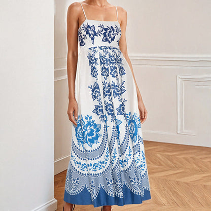 Damen Maxi-Kleid Florales Design Schwingender Rock Eveloria