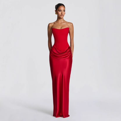 Damen Abendkleid Schulterfrei Elegant Schlitz Eveloria