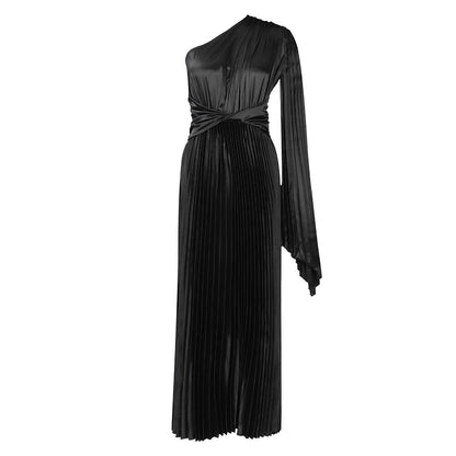 Damen Maxikleid Asymmetrisch Tailliert Wickeloptik Eveloria