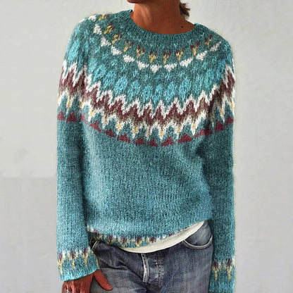 Damen Strickpullover Lebhaftes Muster Komfortabler Schnitt Eveloria