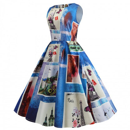 Damen A-Linien Kleid mit kunstvollem Motiv Eveloria