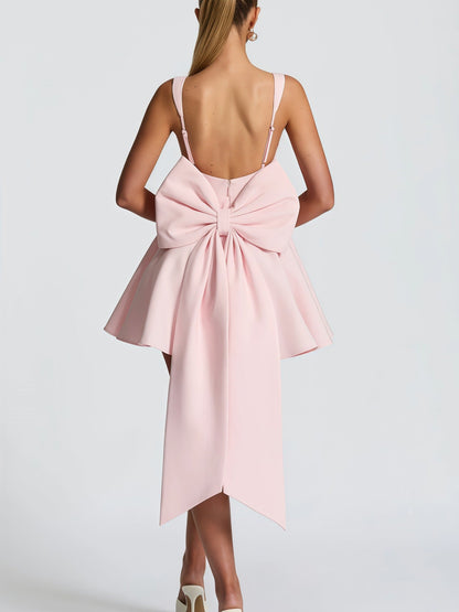 Damen Cocktailkleid Oversized Schleifen-Design Fließender Rock