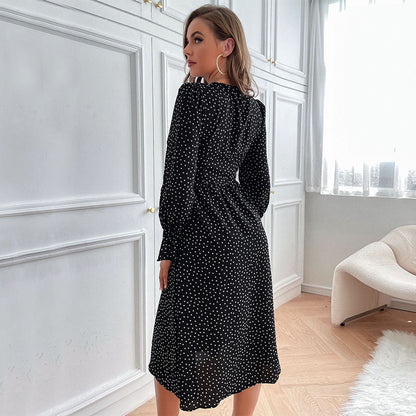 Damen Midi-Kleid Knöpfe Volantärmel Eveloria