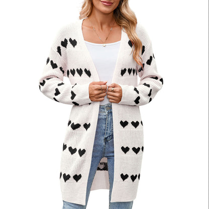 Damen Strickjacke Herz-Muster Eveloria